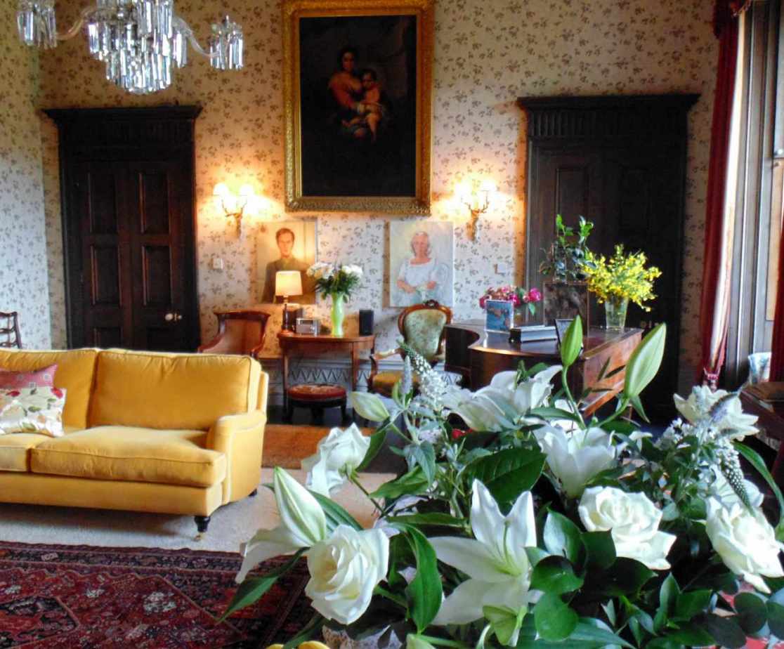 The large drawing room is located on the first floor