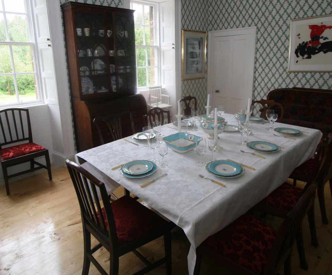 The elegant dining room is located on the first floor