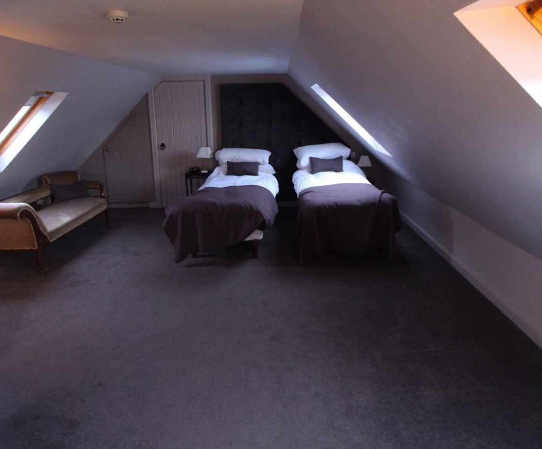 \'Harden of Scott\' bedroom is located on the first floor of the annexe