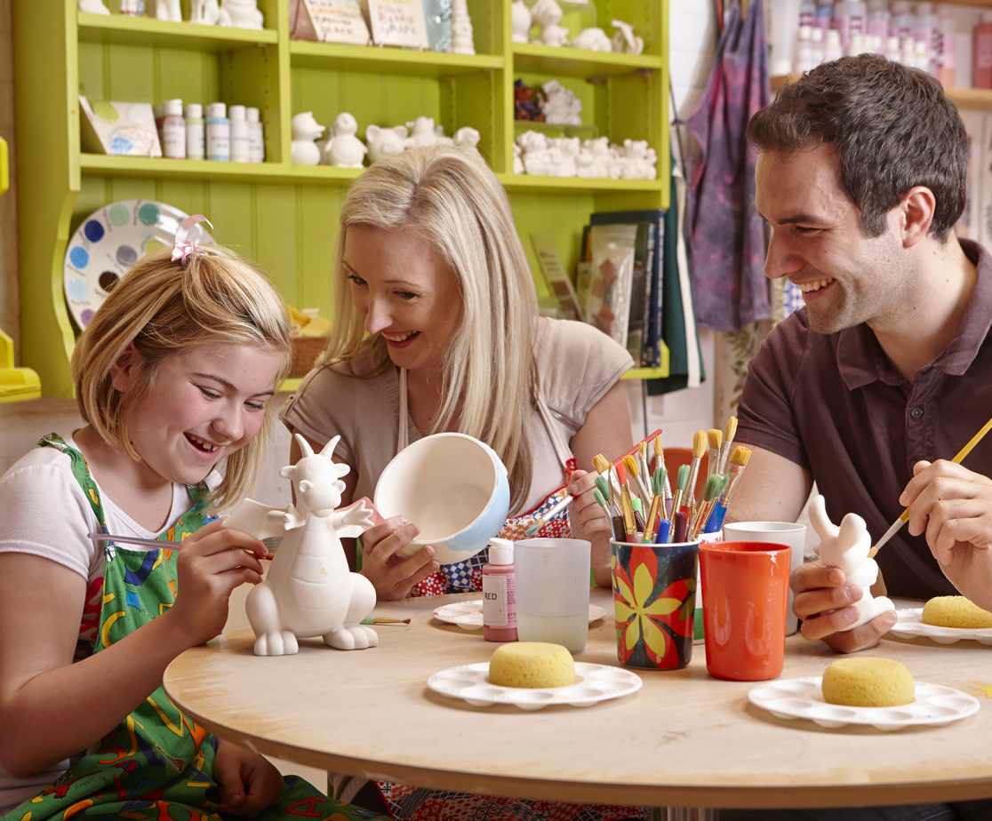 Couple and girl painting pottery 
Corris Craft Centre
Corris
Gwynedd
Mid
Tourist Attractions