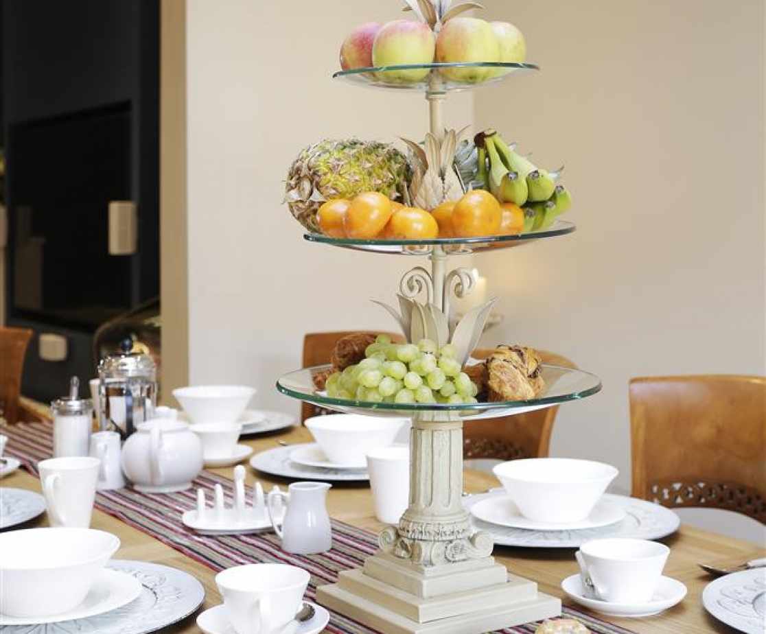 Dining Table with Fruit Tier Centrepiece