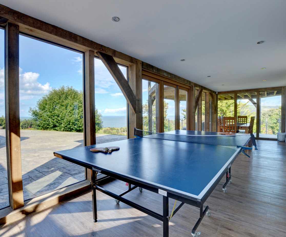 The spacious table tennis room