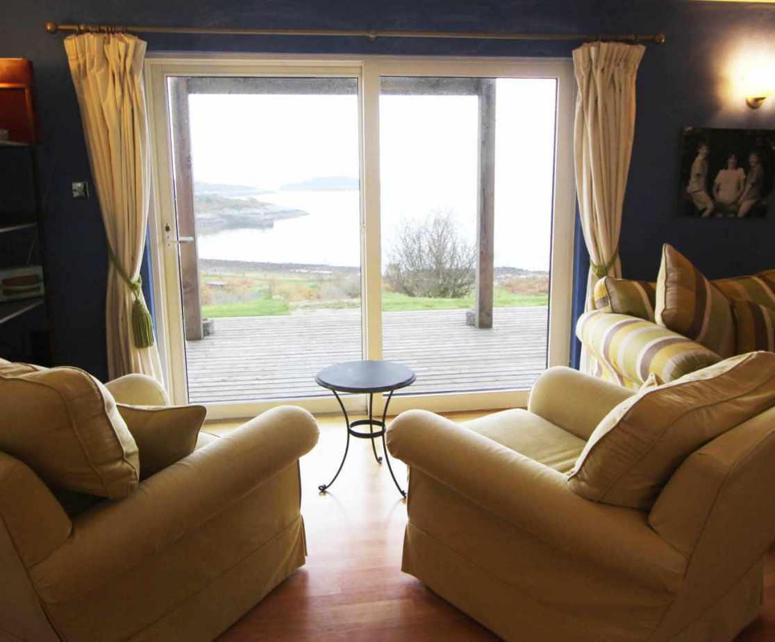 It is the magnificent view that is the focus in the sitting room