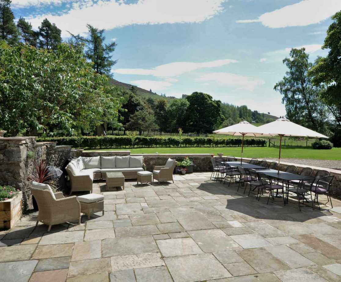 The alfresco terrace is perfect for lazing and dining on a sunny day